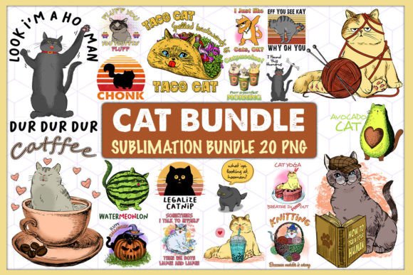 Download Cat Sublimation Bundle 20 PNG - Cat sublimation bundle Collection