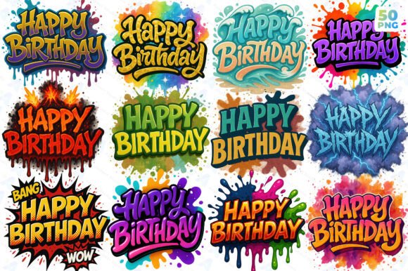 Download Happy Birthday PNG Bundle Printable - Printable Collection