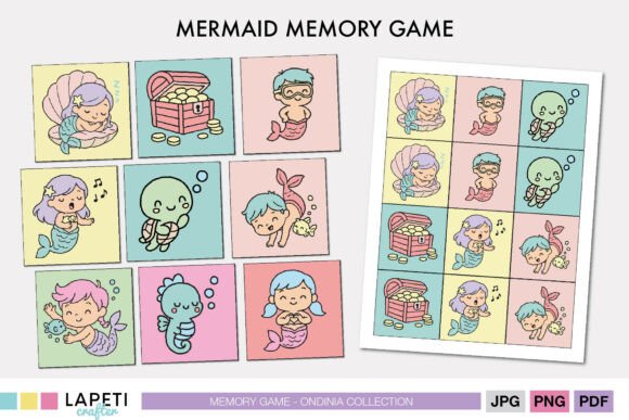 Download Mermaid Memory Game Printable for Kids - Printable Collection