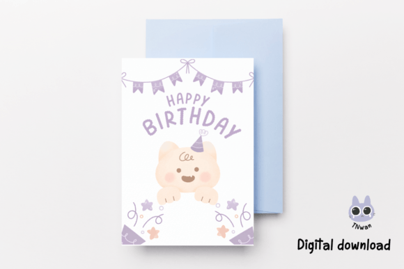 Download Printable Birthday Card Cute Cat for Kid - Printable Collection