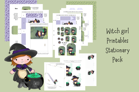 Download Witch Girl Printables Stationary Pack - Printable Collection
