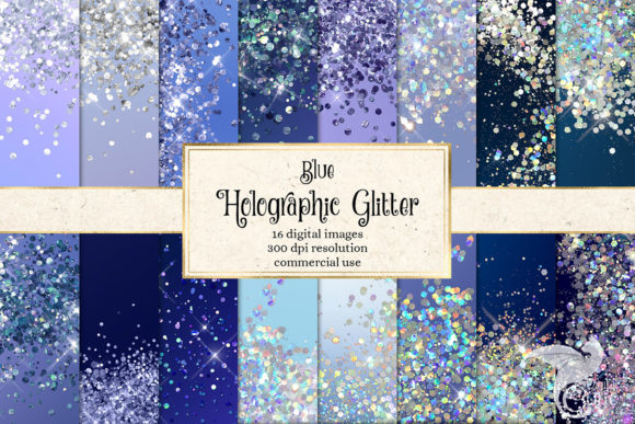 Download Blue Holographic Glitter Digital Paper - Holo Collection