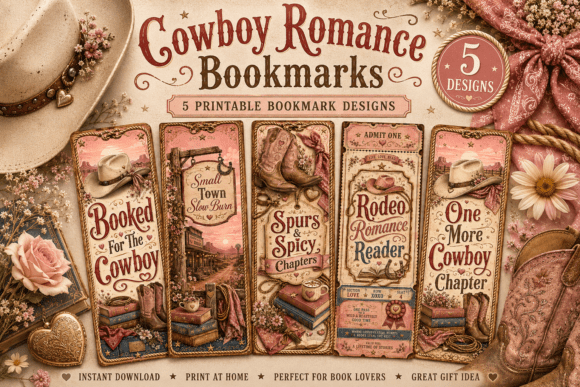 Download Cowboy Romance Bookmark Printable Set 5 - Premium Bundle