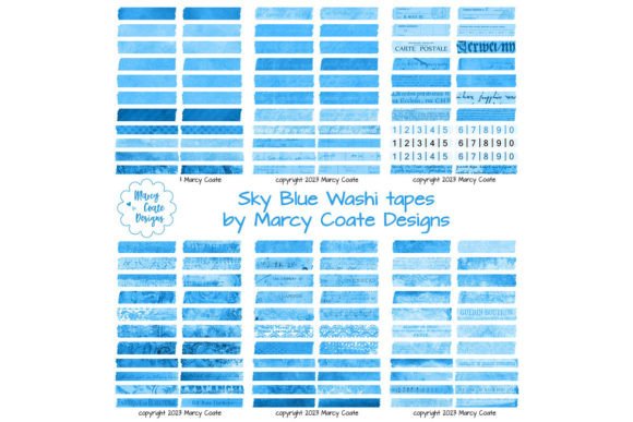 Download Sky Blue Digital Washi Tape Printable - Printable Collection