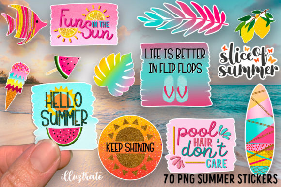 Download Printable Summer Stickers - July Sticker - Printable Collection